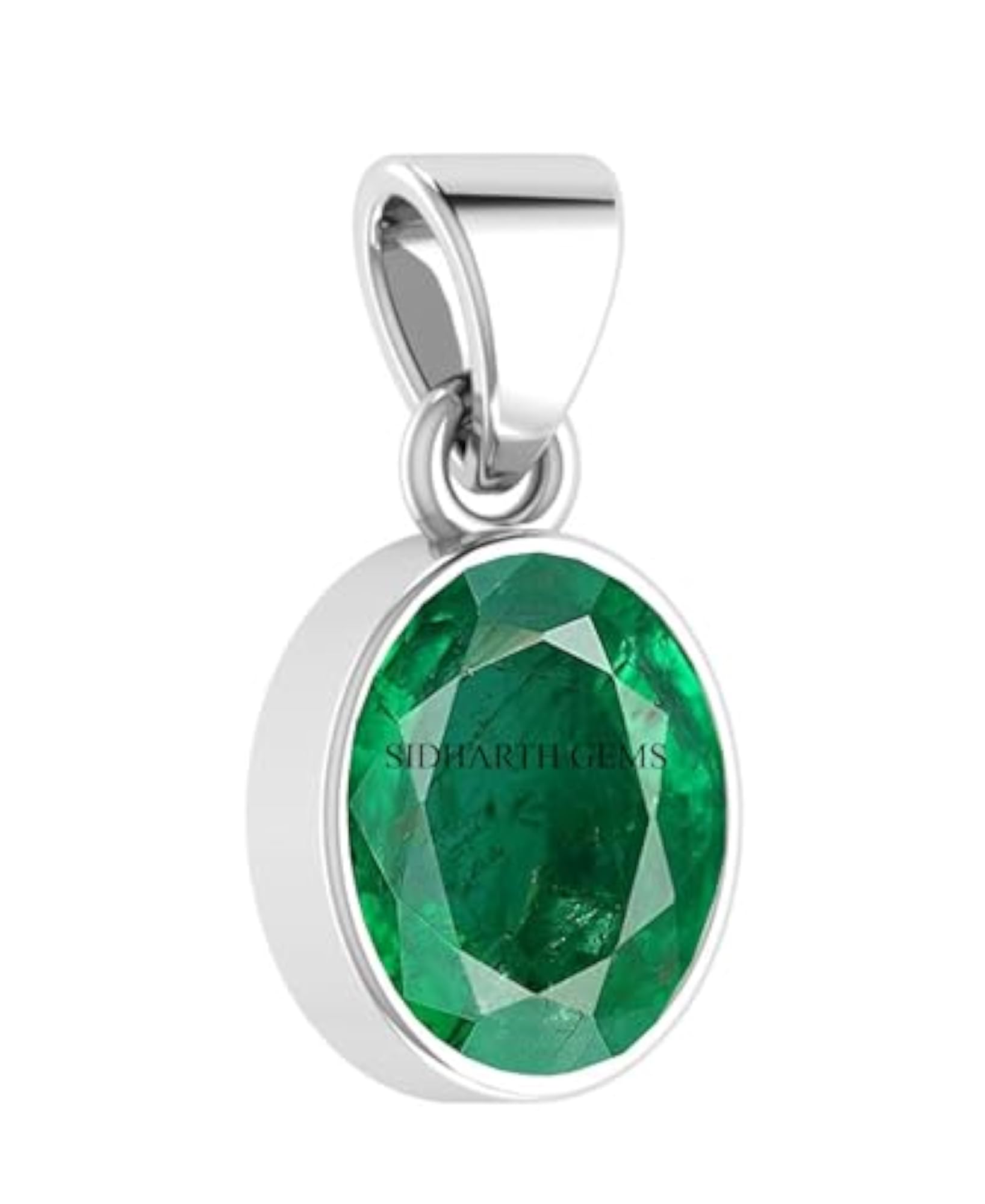 Natural Emerald Loose Gemstone Silver Plated Pendant Locket